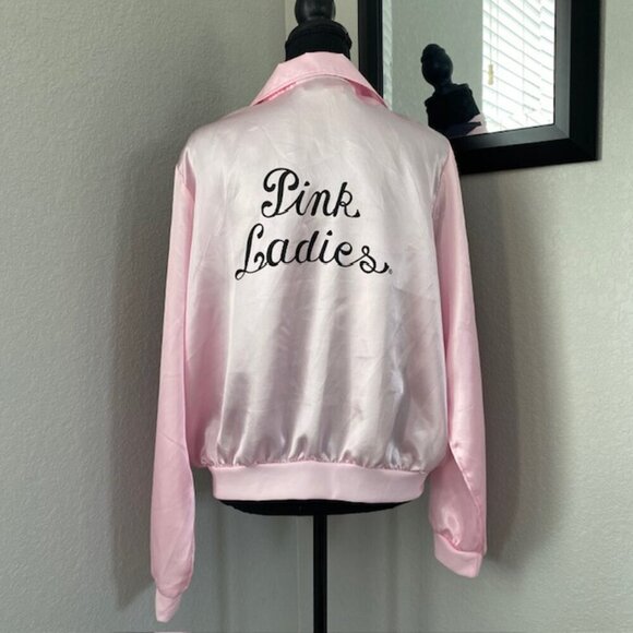 GREASE Pink Ladies Pink Satin Bomber Jacket XL - Picture 2 of 13